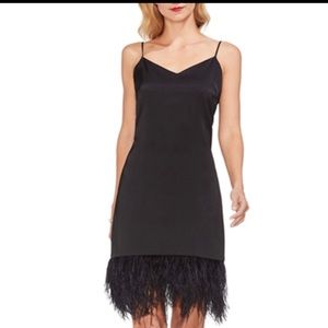 Vince Camuto Womens Feather Hem Cocktail Dress